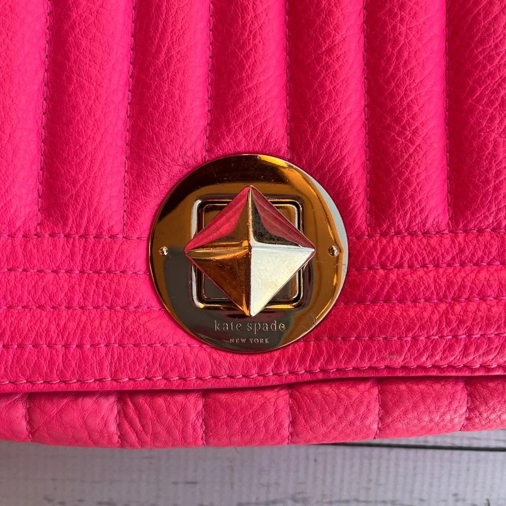 Kate‎ Spade RARE Bubblegum Pink Barbiecore Leather Crossbody Bag Purse Designer